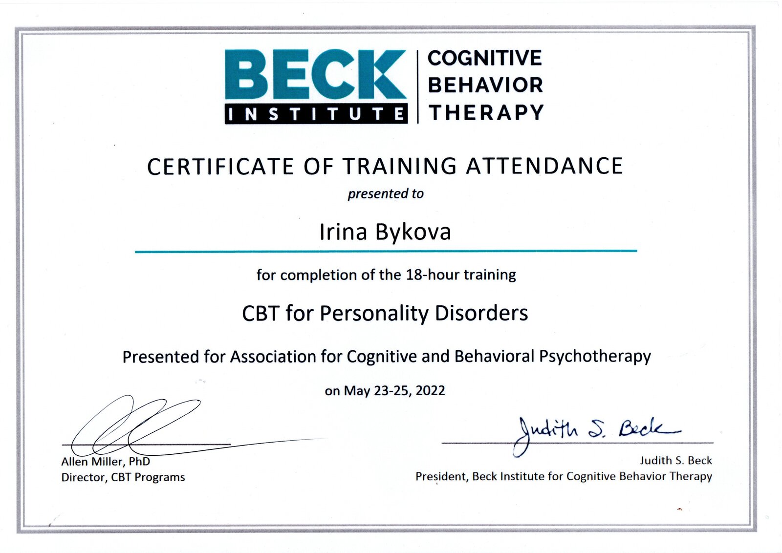Beck Institute — CBT for Personality Disorders